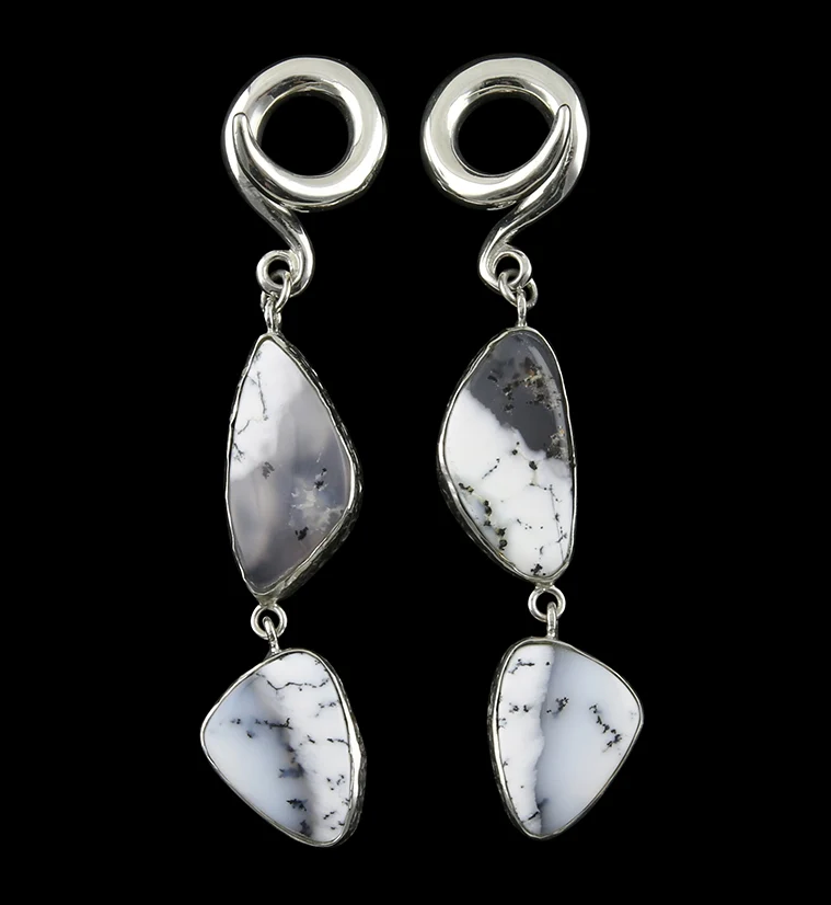 Double Dendritic Opal Stone Ear Weights Version 6 - Mrs Treak