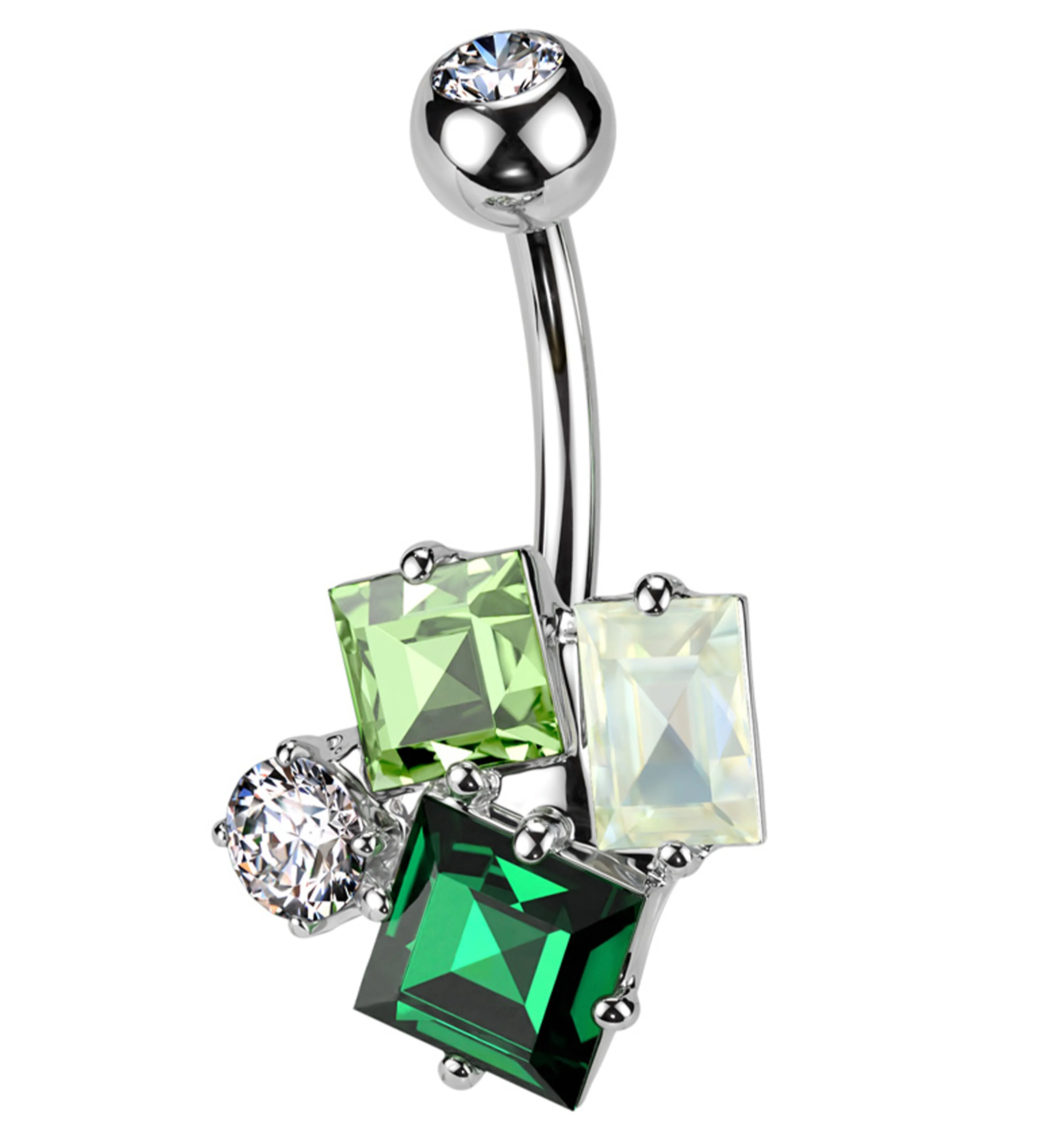 Bejeweled Cluster CZ Stainless Steel Belly Button Ring - Mrs Treak