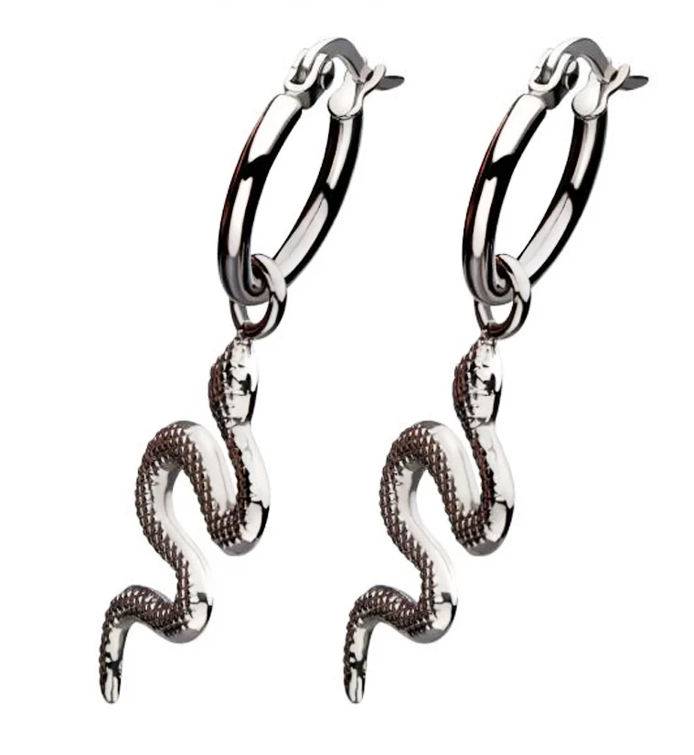 Snake Stainless Steel Hoop Earrings - Mrs Treak