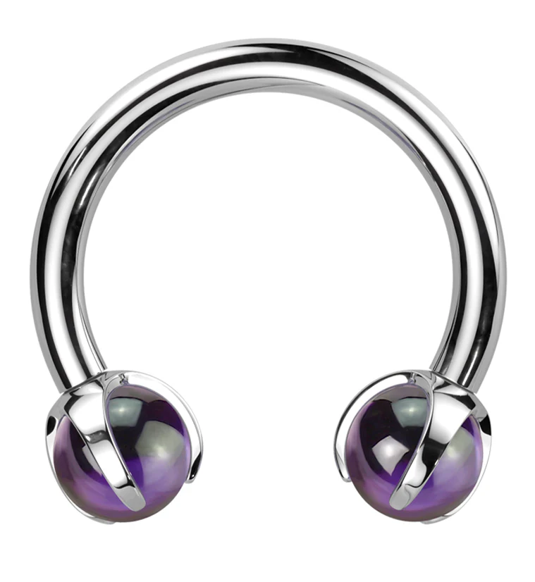 Claw Amethyst Stone Titanium Internally Threaded Circular Barbell - Mrs Treak