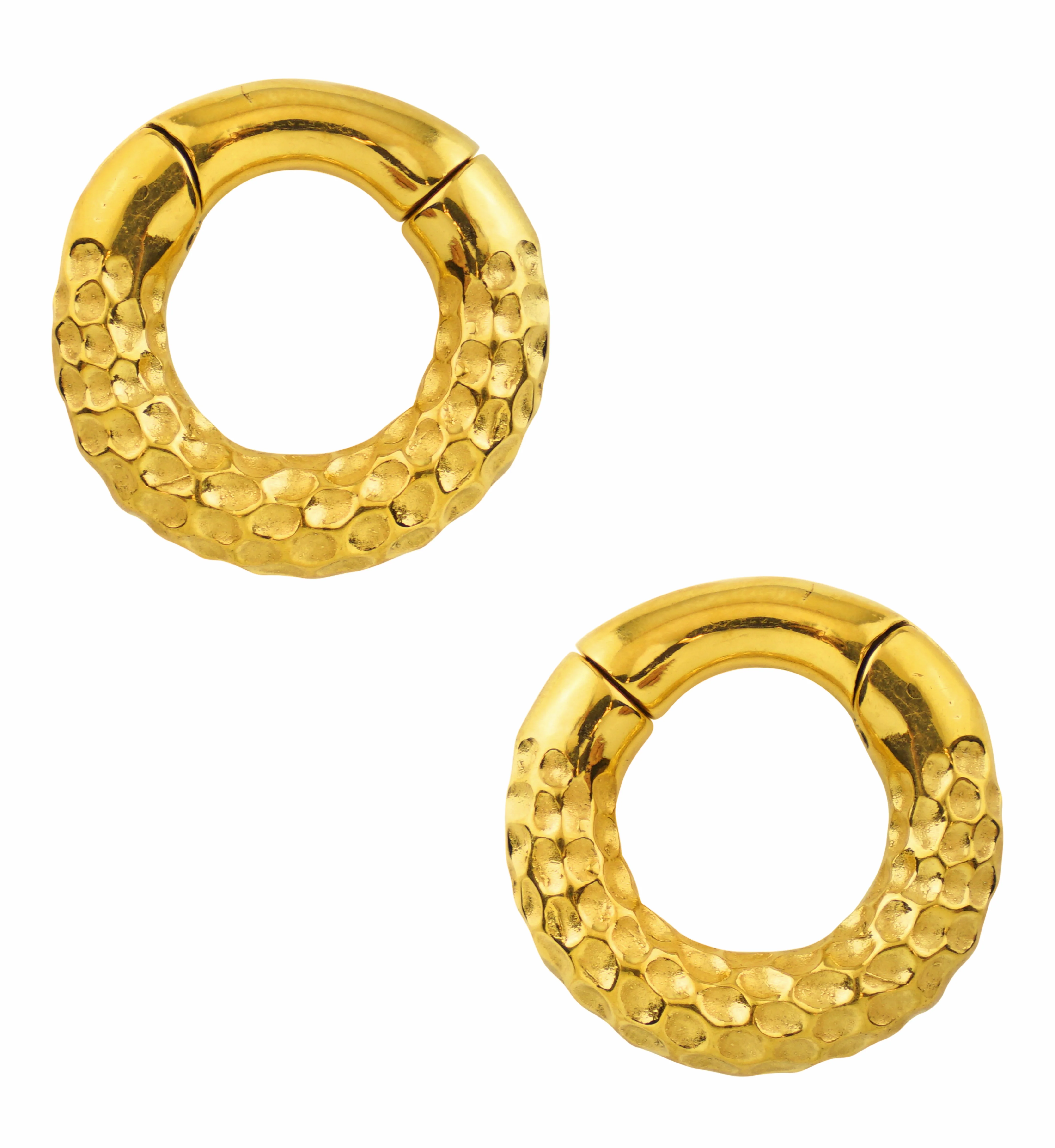Gold PVD Hammered Hinged Ear Weights - Mrs Treak