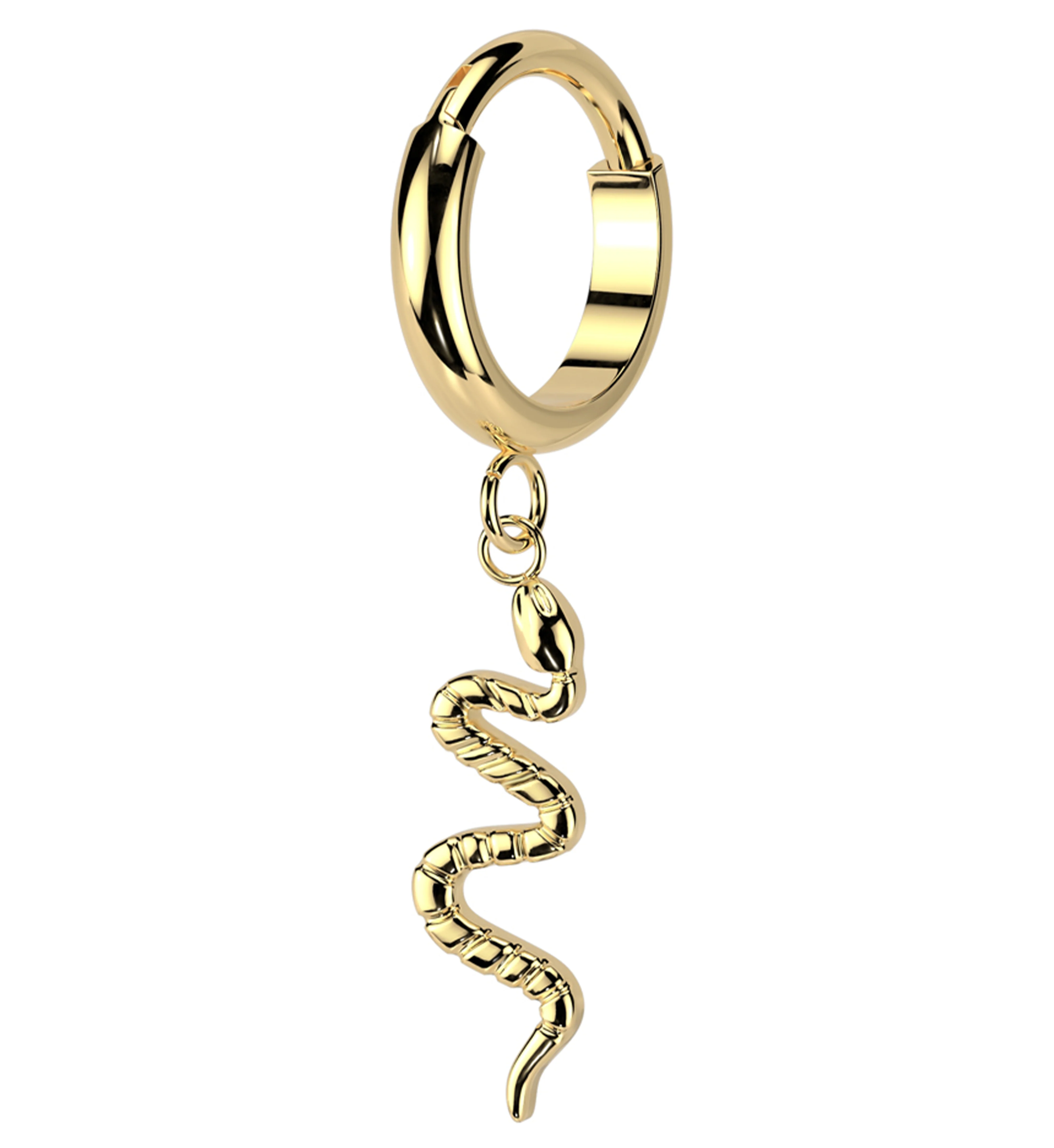 Gold PVD Dangle Snake Titanium Hinged Segment Ring - Mrs Treak