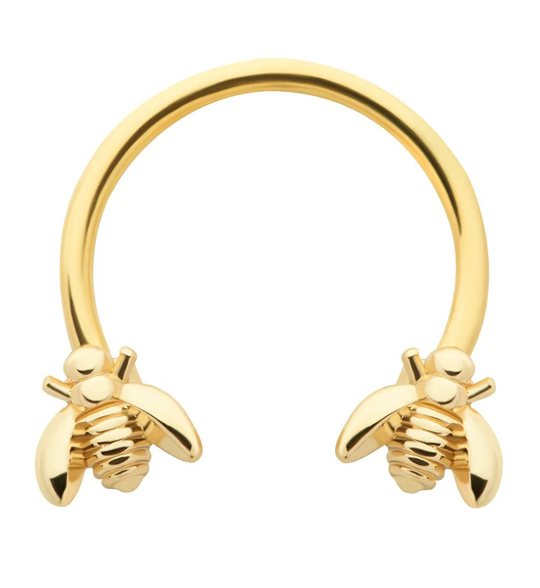 Gold PVD Bee Circular Barbell - Mrs Treak
