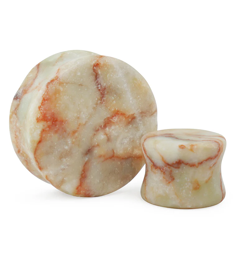 Red Net Jasper Stone Double Flare Plugs - Mrs Treak