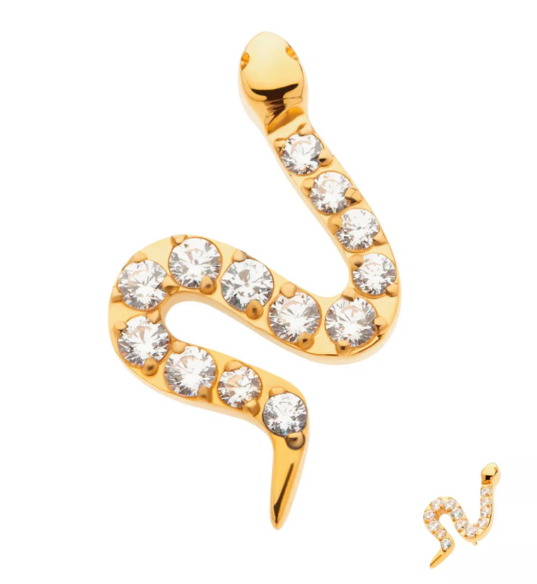 24kt Gold PVD Serpent CZ Threadless Titanium Top - Mrs Treak