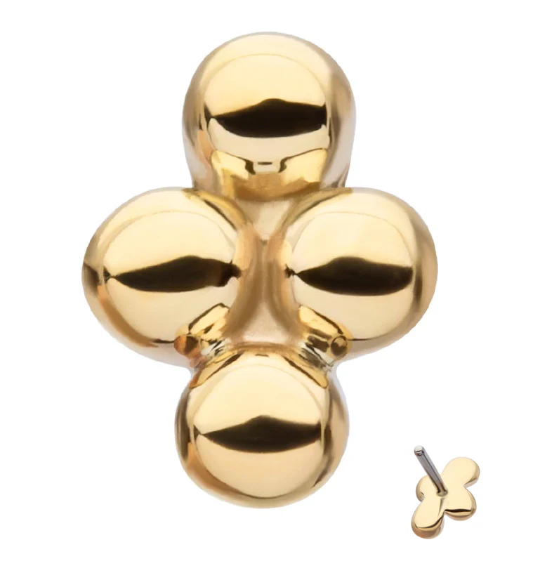 14kt Gold Quad Bead Threadless Top - Mrs Treak