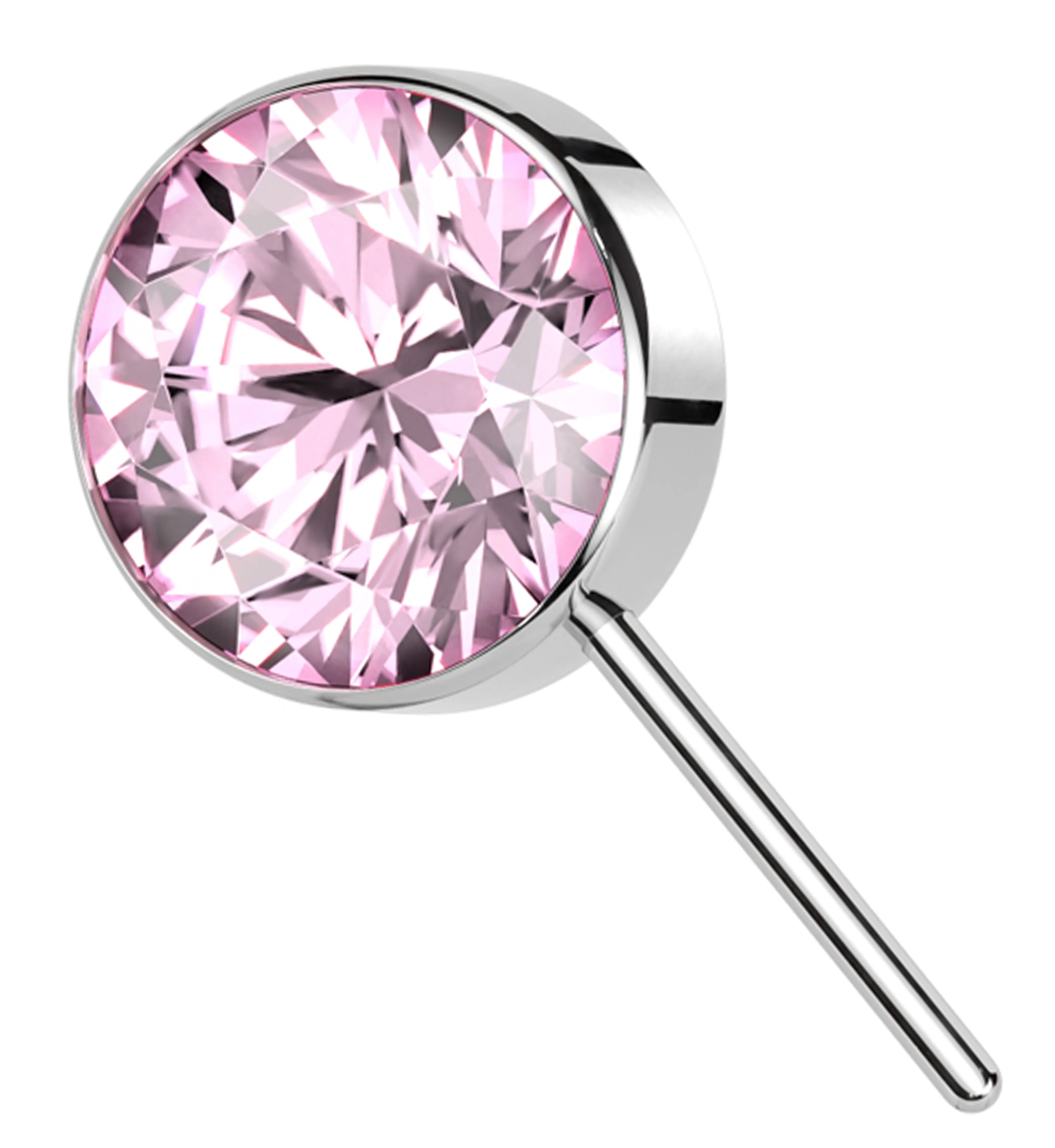 Forward Facing Bezel Pink CZ Titanium Threadless Top - Mrs Treak