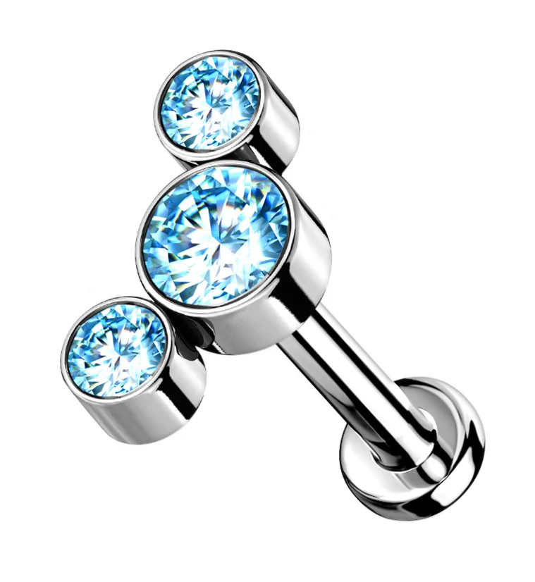 Aqua Cluster CZ Titanium Threadless Labret - Mrs Treak