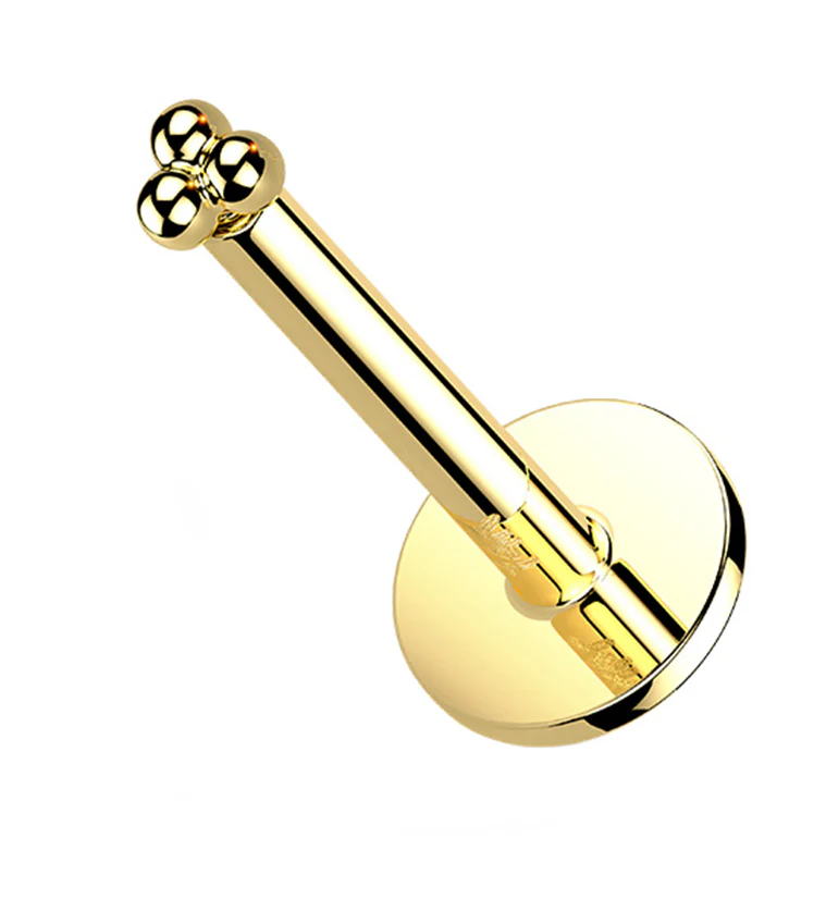 14kt Gold Triad Ball Threadless Labret - Mrs Treak