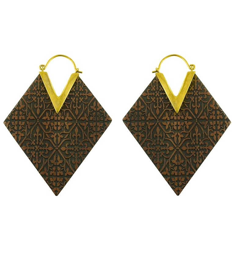 18G Ornamental Engraved Wooden Hangers - Earrings - Mrs Treak