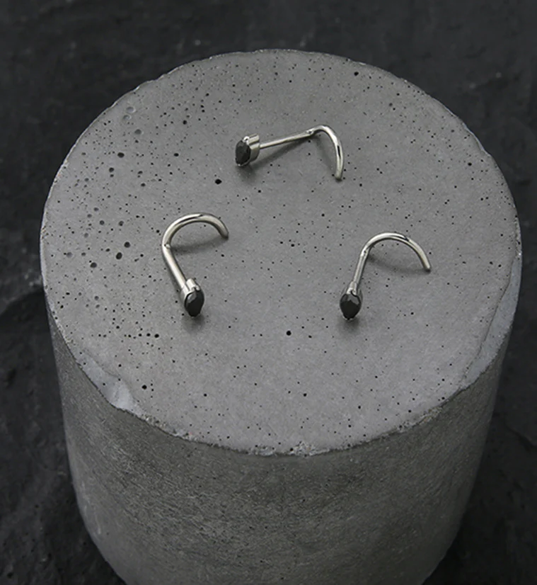 Ovate Black CZ Titanium Nose Screw Ring - Mrs Treak