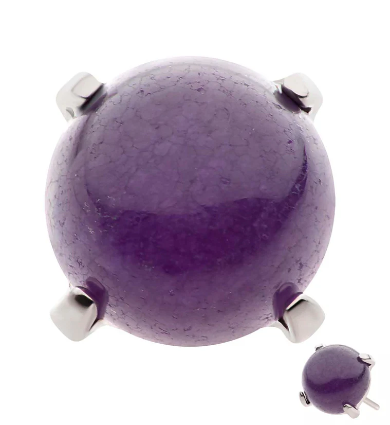 Prong Amethyst Stone Titanium Threadless Top - Mrs Treak