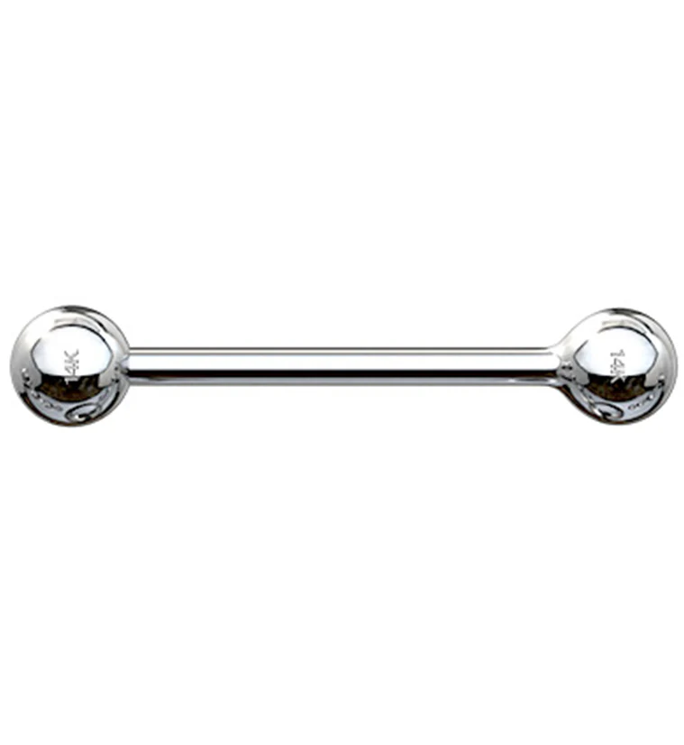 14kt Solid White Gold Barbell - Mrs Treak