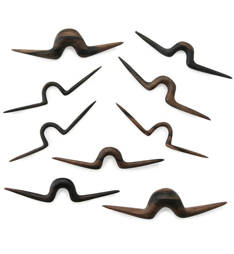 Pencil Mustache Areng Wooden Septum Bar - Mrs Treak