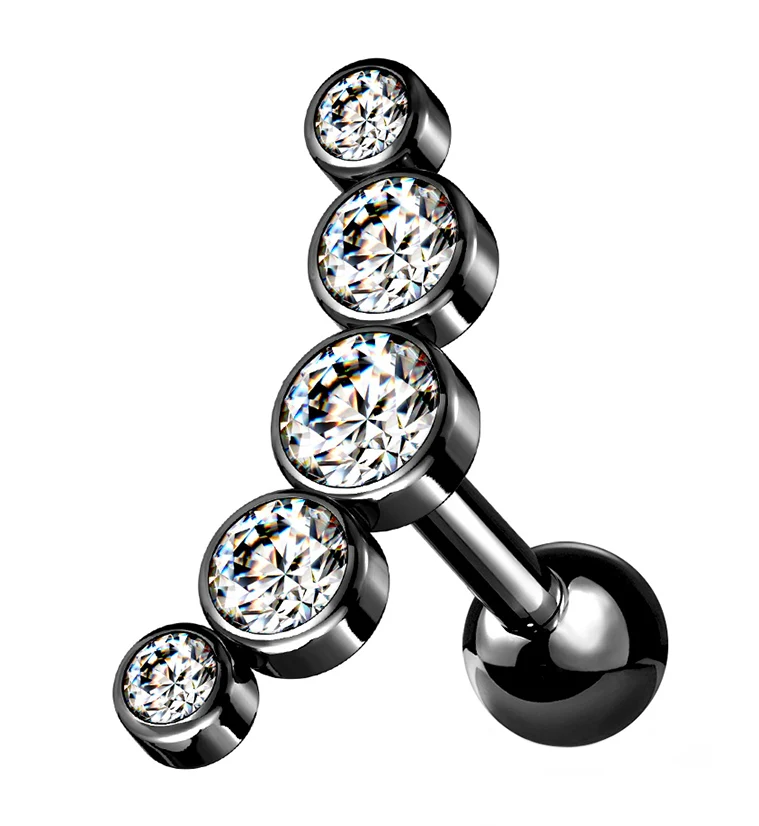 16G Black PVD Arc Gem Cartilage Barbell - Mrs Treak