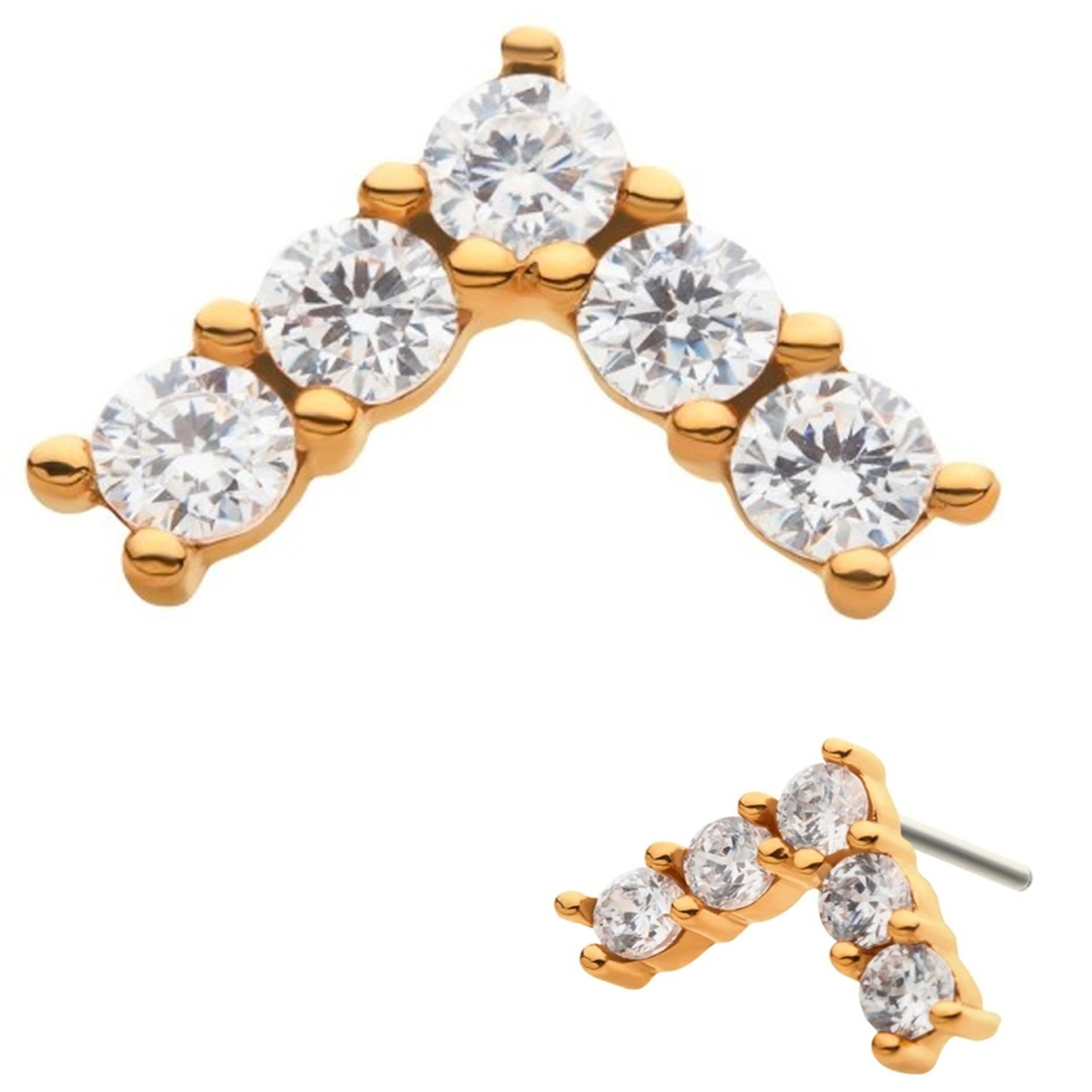 14kt Gold Cusp CZ Threadless Top - Mrs Treak