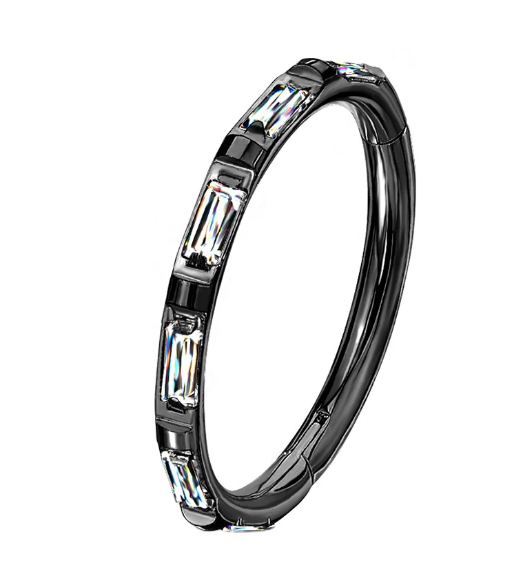 Gullion CZ Black PVD Titanium Hinged Segment Ring - Mrs Treak