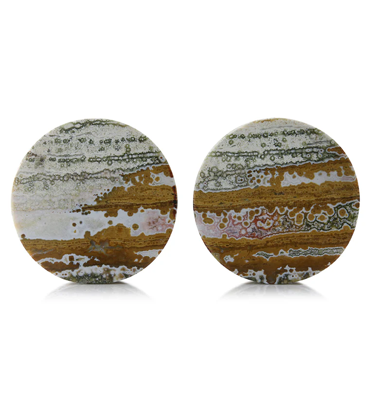 Ocean Jasper Stone Plugs 1 & 1/2
