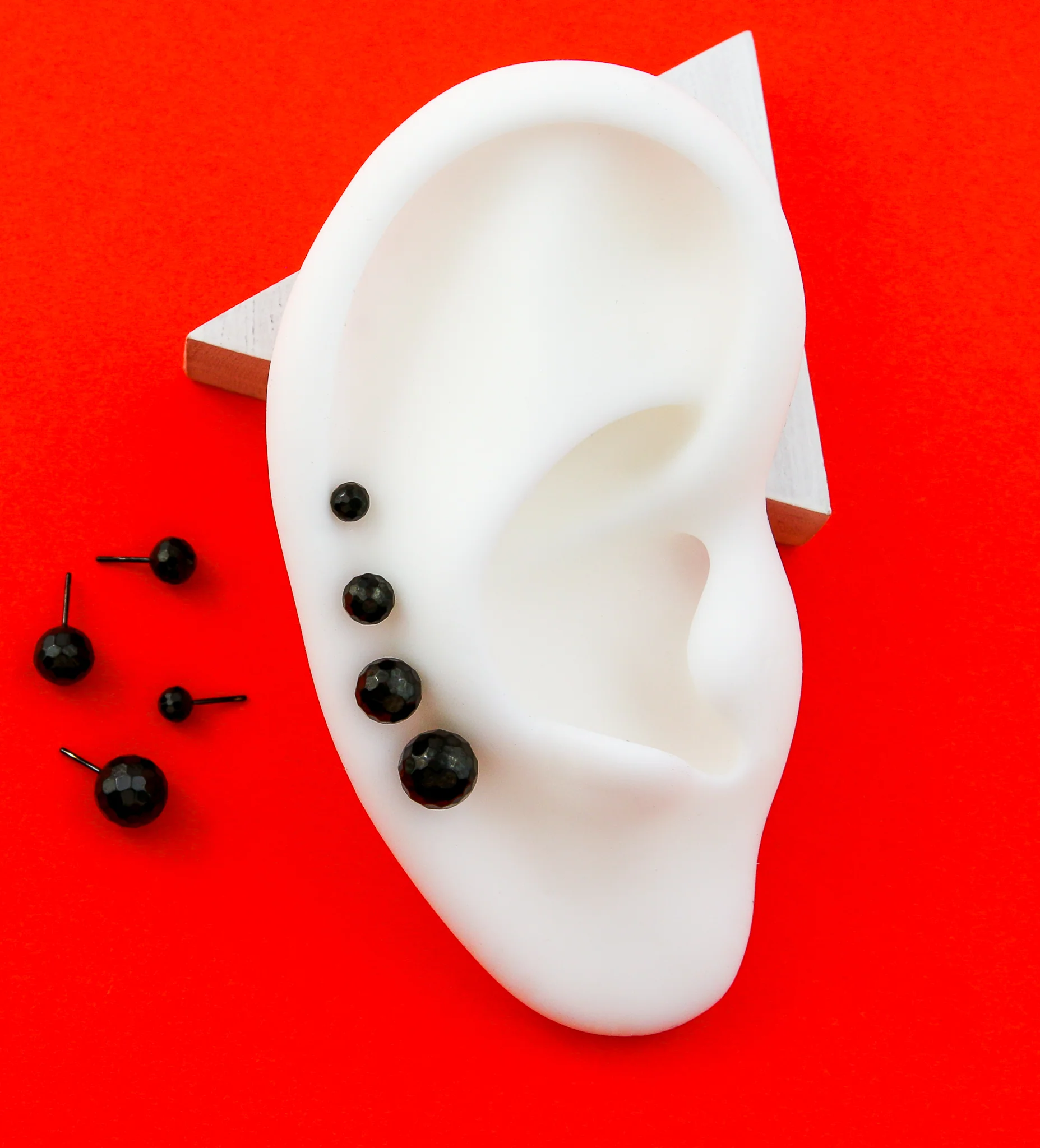 Black PVD Faceted Ball Titanium Threadless Top - Mrs Treak