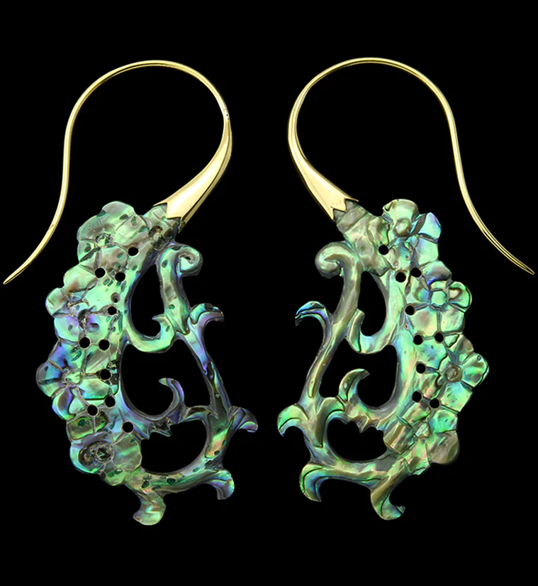 18G Floral Brass Abalone Hangers / Earrings - Mrs Treak