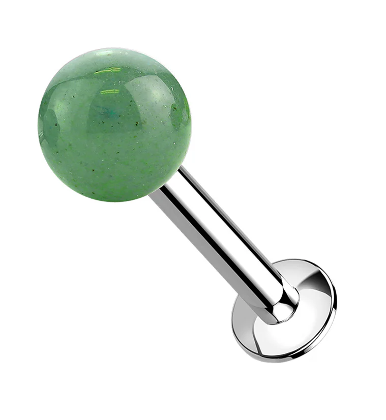 Aventurine Stone Ball Top Internally Threaded Labret - Mrs Treak