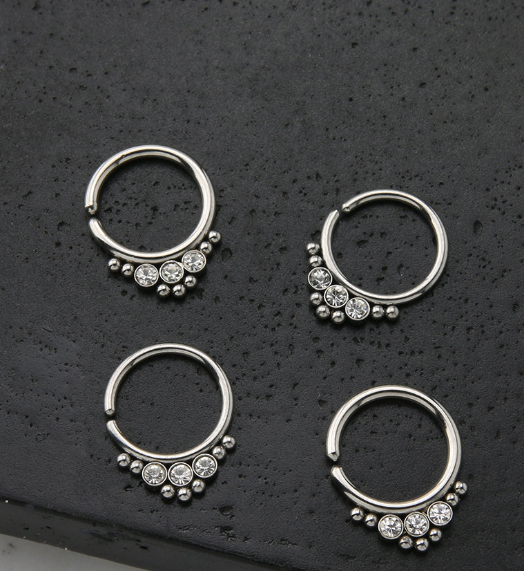 Triple CZ Annealed Seamless Hoop Ring - Mrs Treak