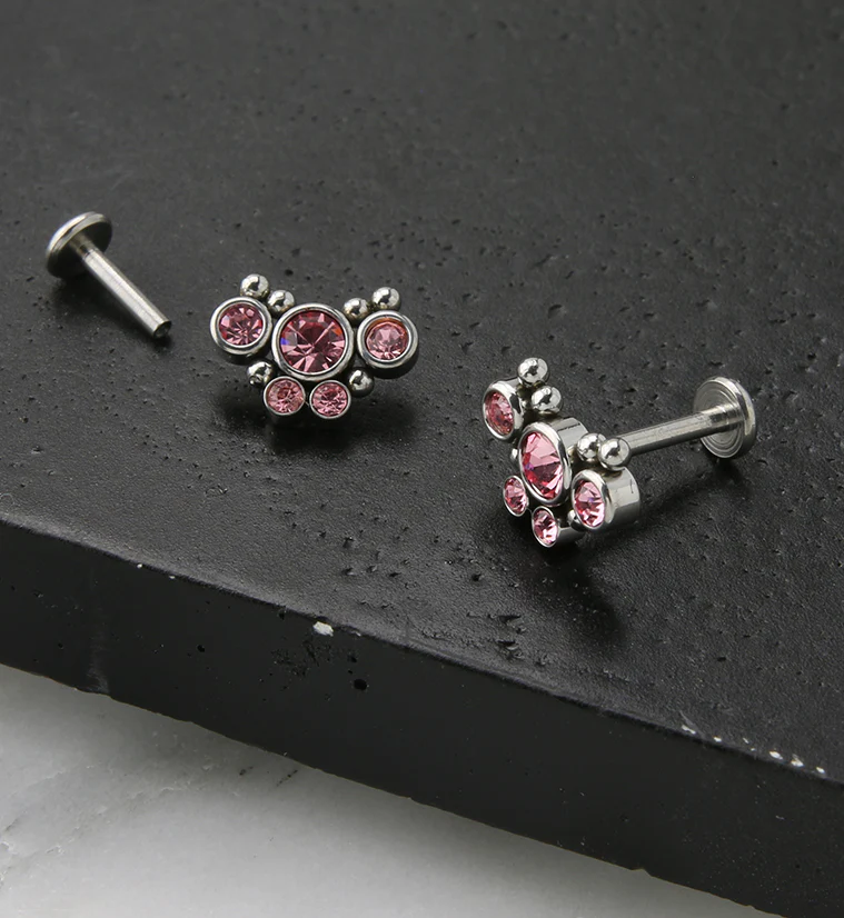 Pink Passel Gem Labret Post - Mrs Treak