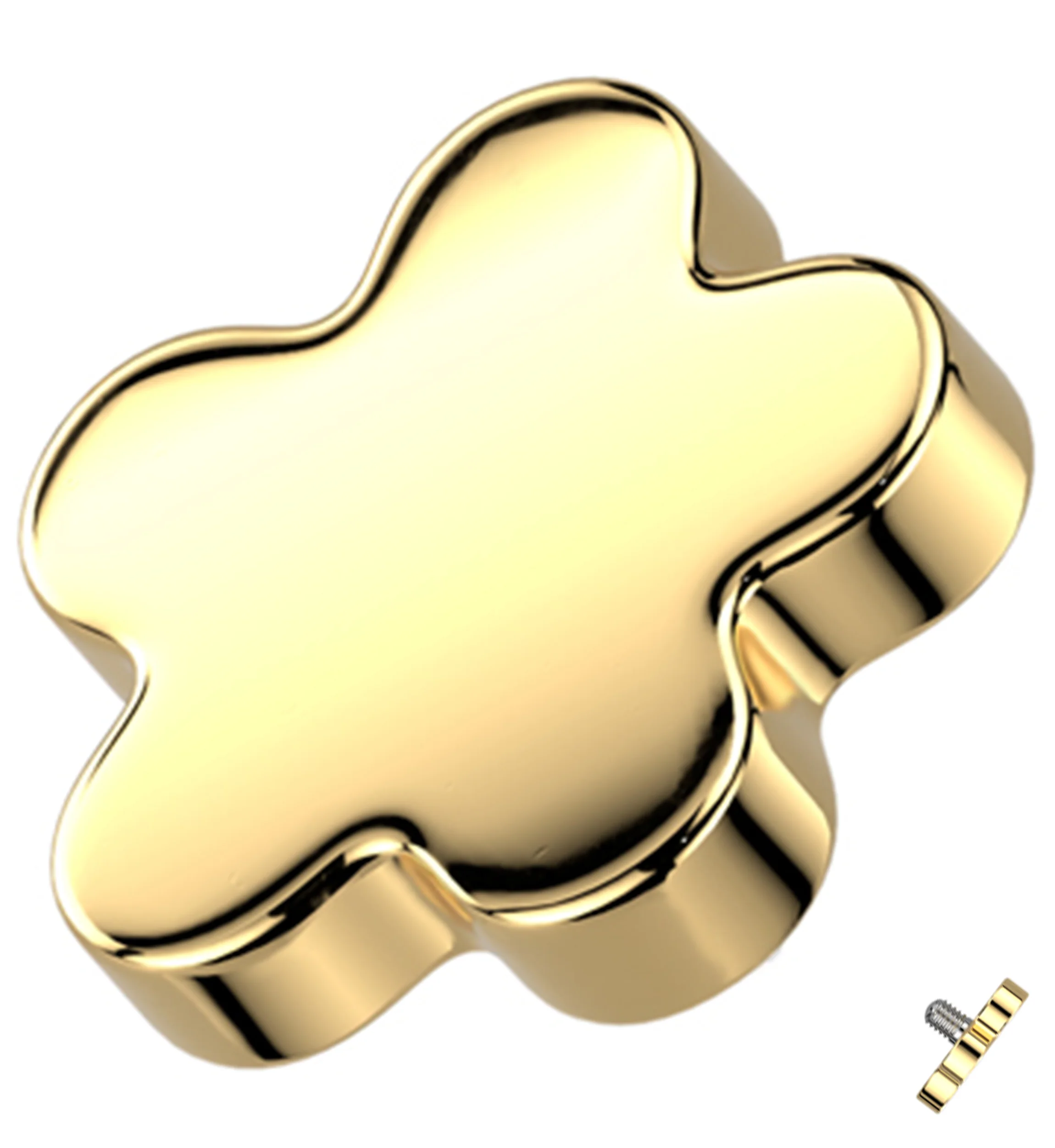 Gold PVD Bubble Flower Titanium Internally Threaded Top - Mrs Treak