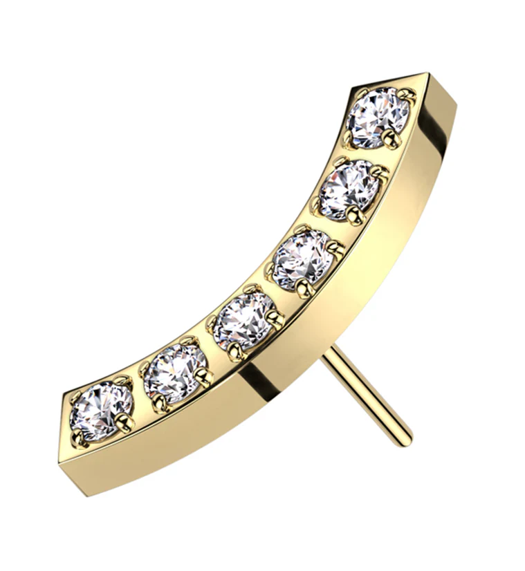 Gold PVD Camber Clear CZ Stainless Steel Threadless Top - Mrs Treak