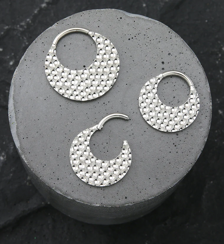 Retro Hammered Hoop Titanium Hinged Segment Ring - Mrs Treak
