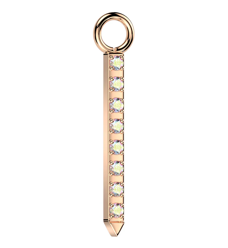 Rose Gold PVD Pave Rainbow Aurora CZ Post Titanium Charm - Mrs Treak