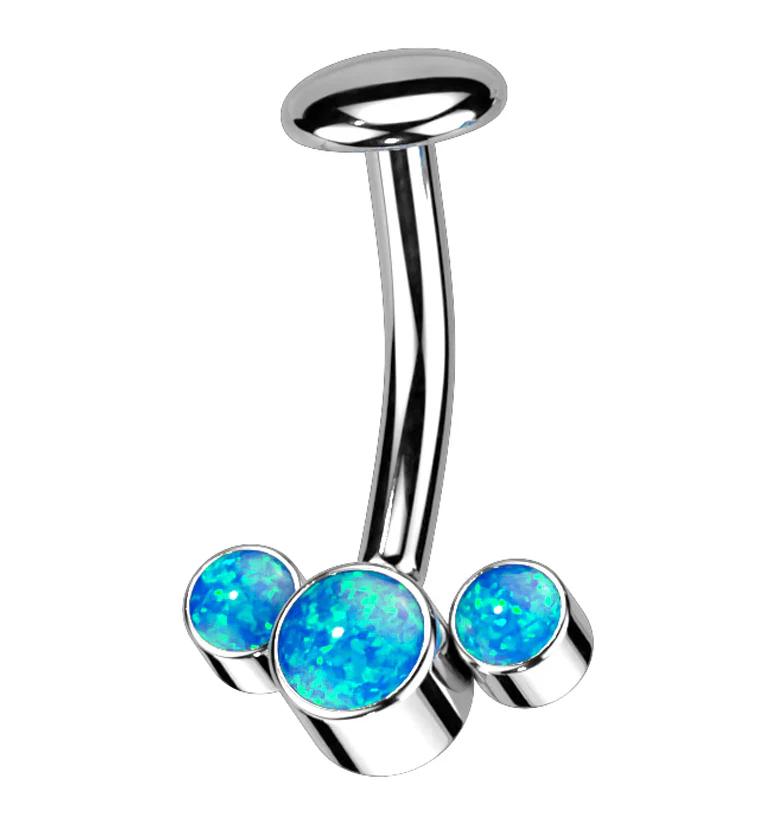Triple Blue Opalite Titanium Threadless Floating Belly Button Ring - Mrs Treak