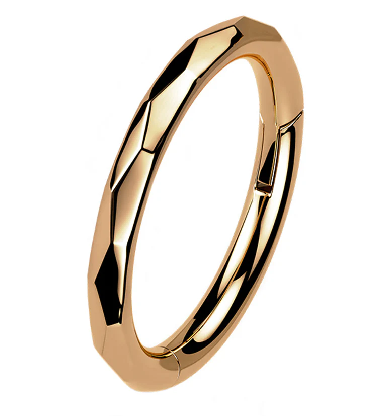 Rose Gold PVD Angled Titanium Hinged Segment Ring - Mrs Treak