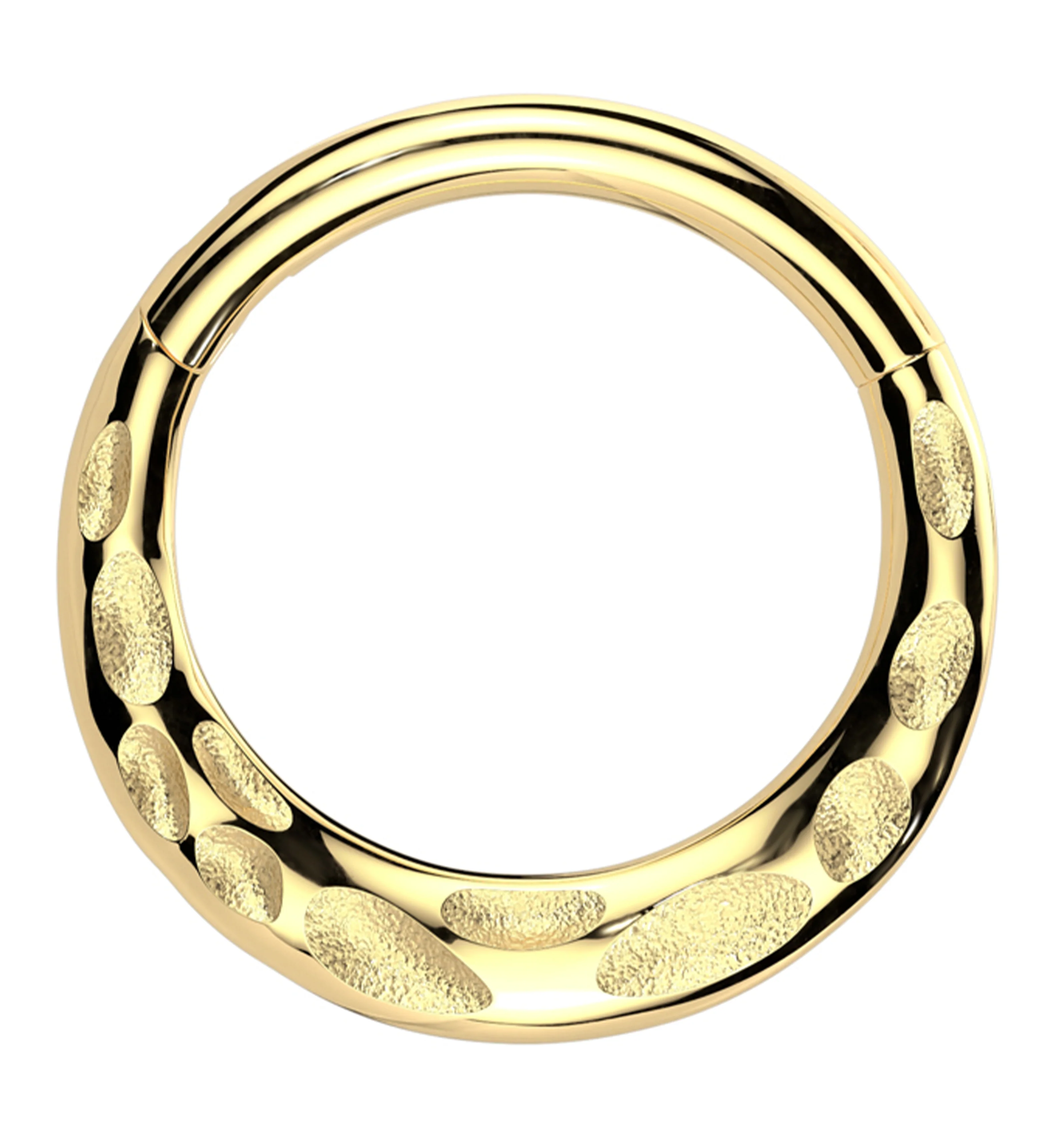 14kt Gold Reversible Smooth and Hammered Hinged Segment Ring - Mrs Treak