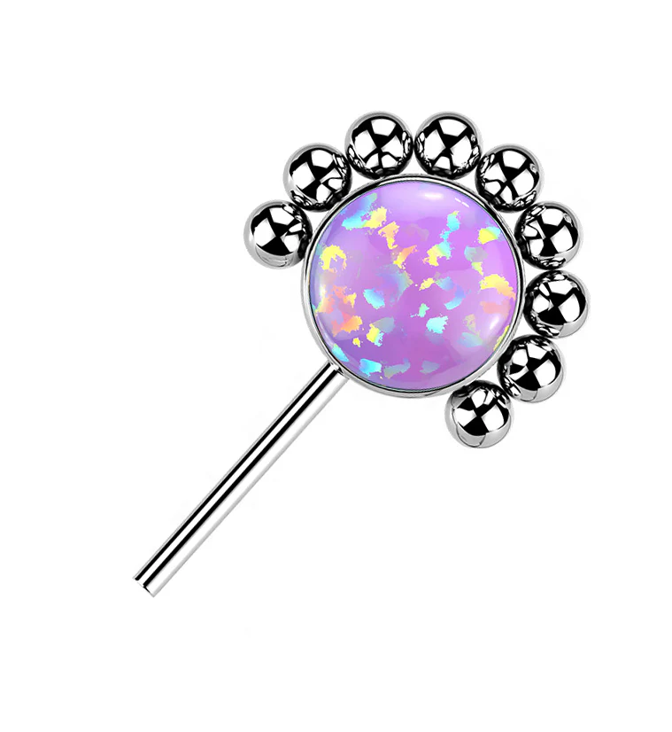 Side Facing Beaded Purple Opalite Titanium Threadless Top - Mrs Treak