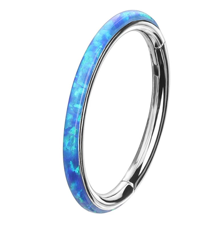 Blue Opalite Orbed Titanium Hinged Segment Ring - Mrs Treak