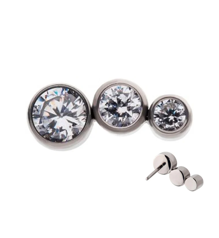 Crescendo CZ Threadless Titanium Top - Mrs Treak