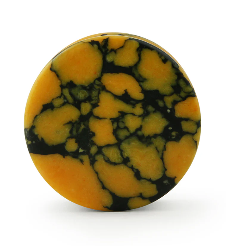 Yellow And Black Howlite Stone Plugs - Mrs Treak