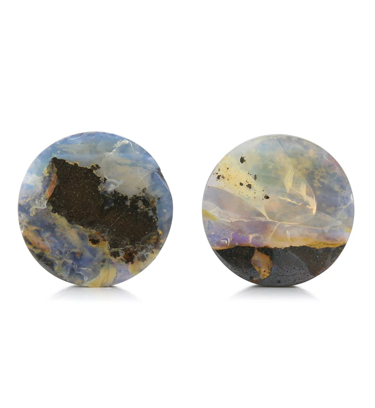 Boulder Opal Stone Plugs 13/16