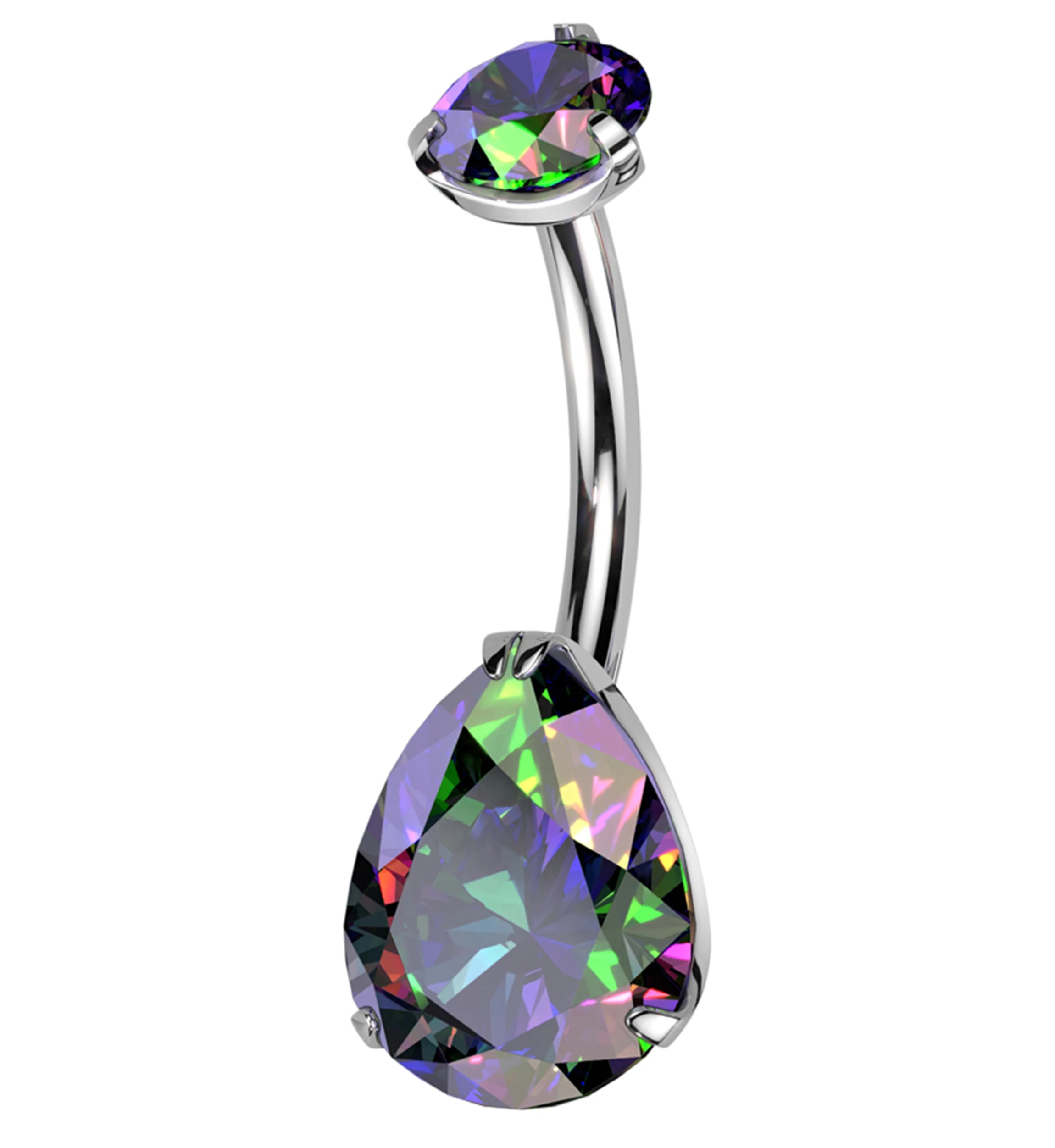 Black Aurora Teardrop CZ Titanium Belly Button Ring - Mrs Treak