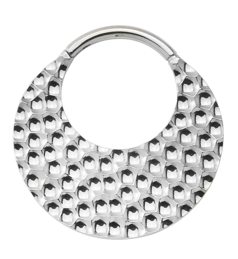 Retro Hammered Hoop Titanium Hinged Segment Ring - Mrs Treak