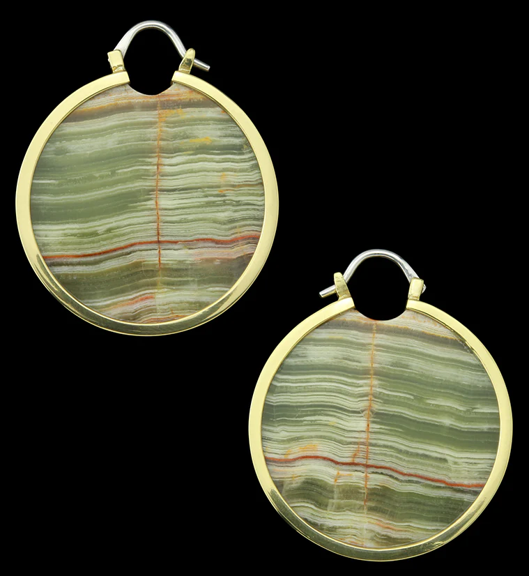 Green Onyx Stone Disc Ear Weights - Mrs Treak