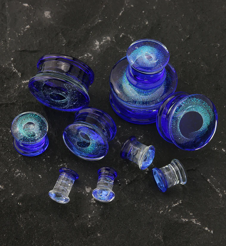 Deep Blue Interstellar Glass Double Flare Plugs - Mrs Treak