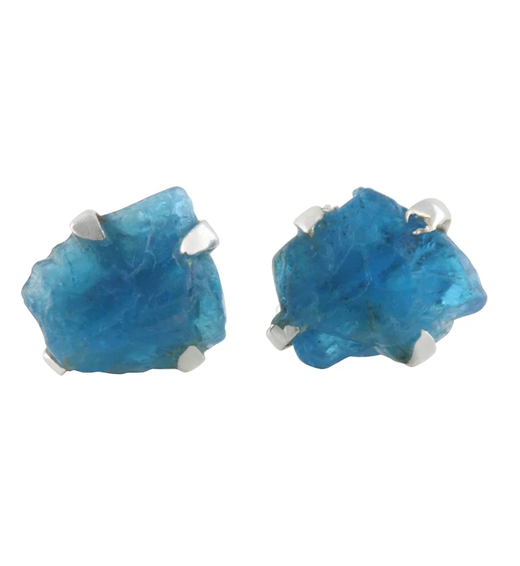 Apatite Stone Prong Set Sterling Silver Earrings - Mrs Treak