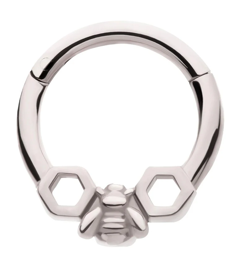 Honeycomb Bee Stainless Steel Hinged Segment Ring - Mrs Treak