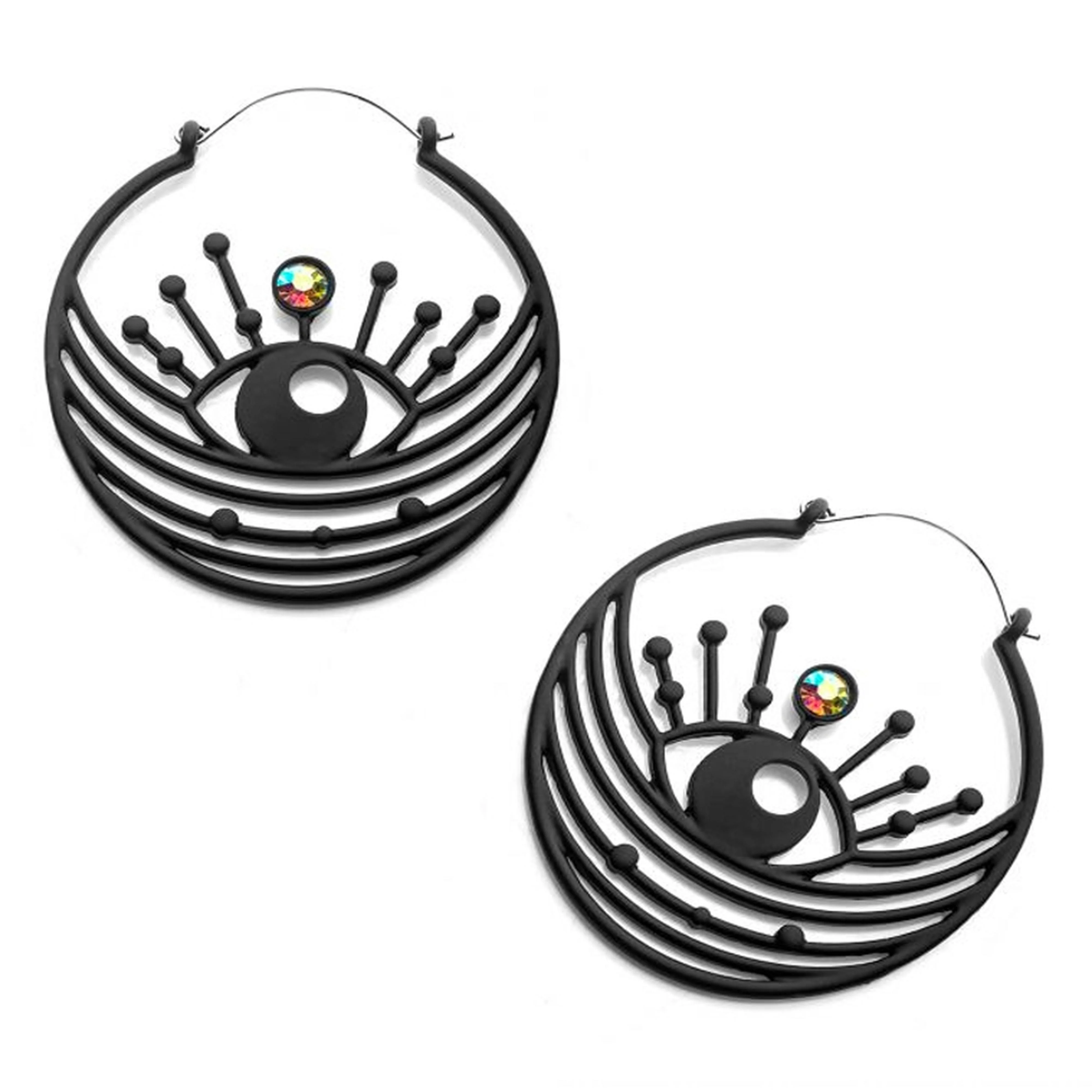 20G Black Eye Gem Plug Hoops - Mrs Treak