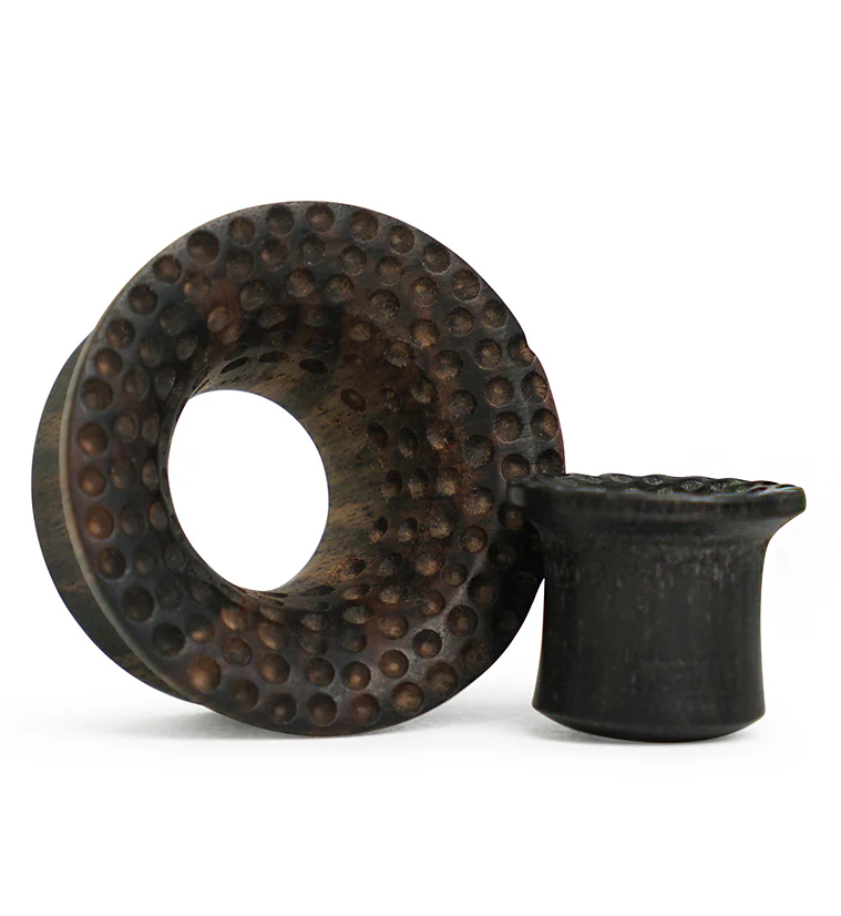 Hammered Areng Wood Mayan Flare Tunnel Plugs - Mrs Treak