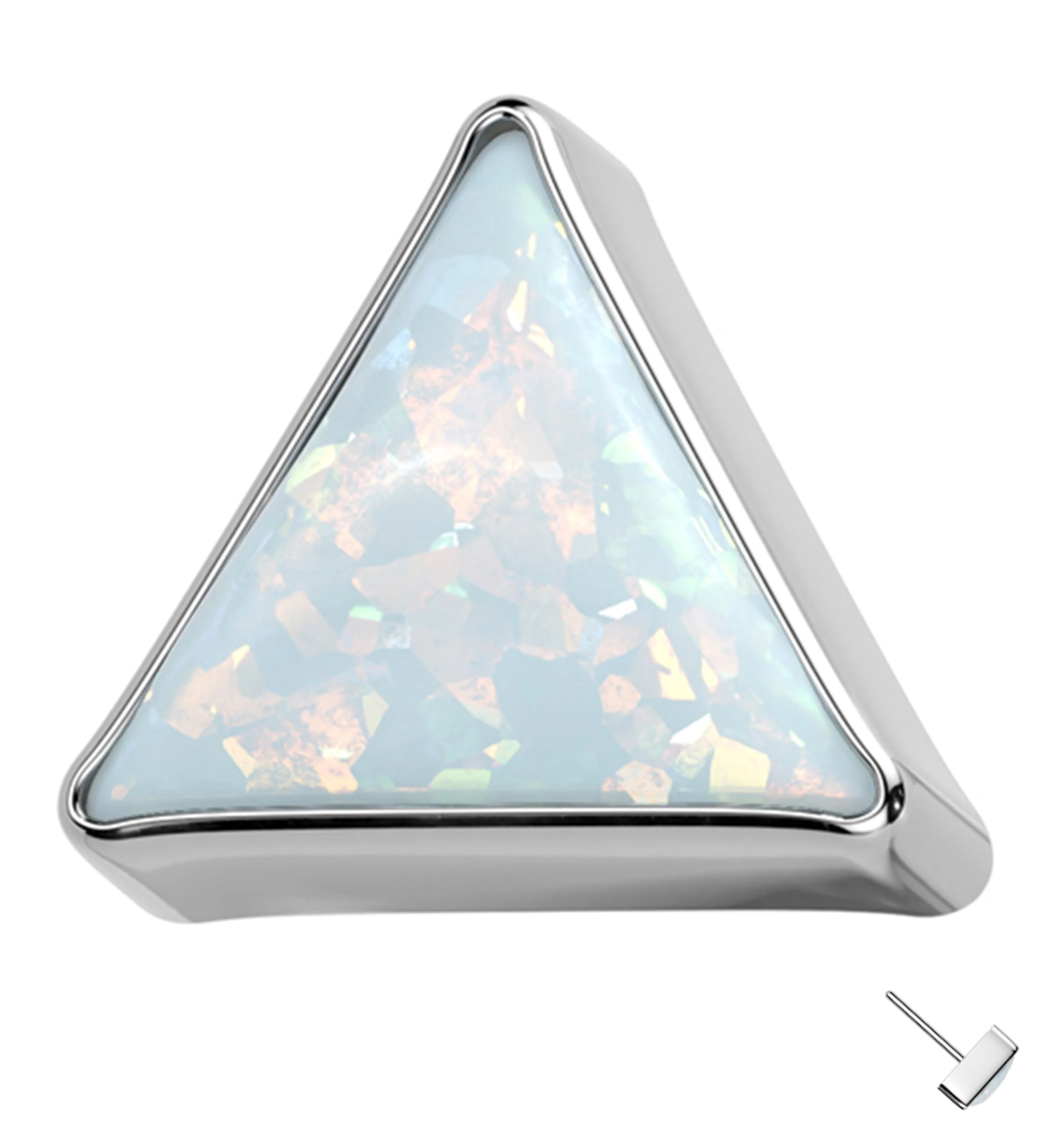 Triangle White Opalite Titanium Threadless Top - Mrs Treak