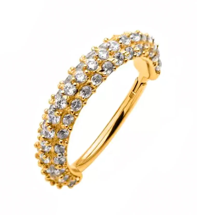 Gold PVD Multiple CZ Hinged Segment Ring - Mrs Treak