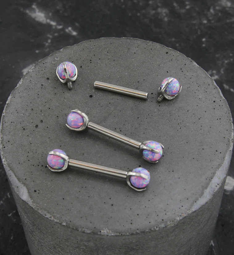 Purple Opalite Claw Titanium Barbell - Mrs Treak